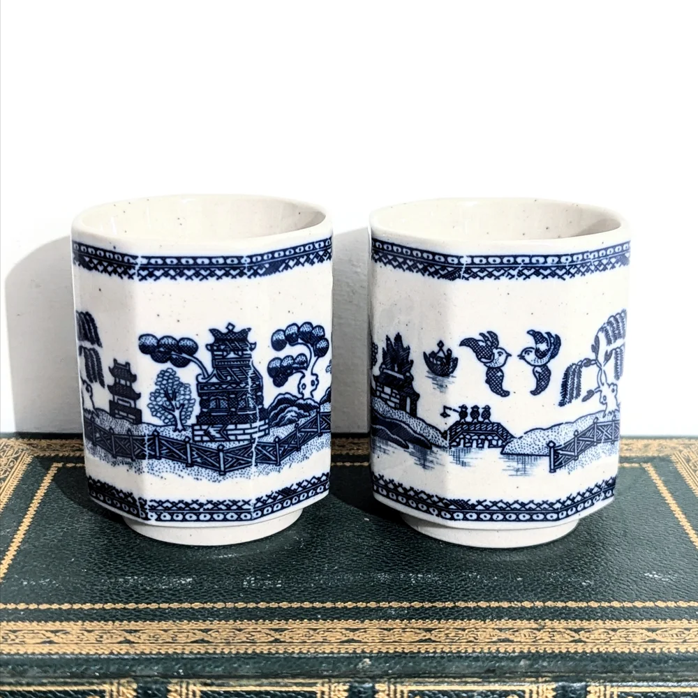 Set of 2 Pier 1 Japanese Tea Cups Pier 1 Willow Tea Cups Pier 1 Japanese Willow
